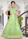 Green Colour Fancy Latest Designer Net Festive Wear Kids Lehenga Collection 183